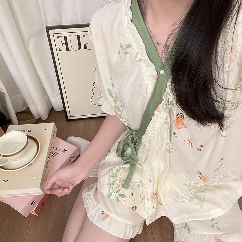 女大睡衣女款爆款2025新款可外穿大码夏季高颜值短袖家居服两件套