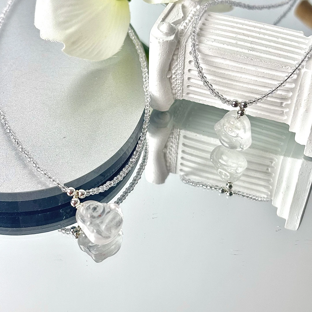 【白水佛公链】白水晶佛公吊坠琉璃项链面小仙多样性发其一