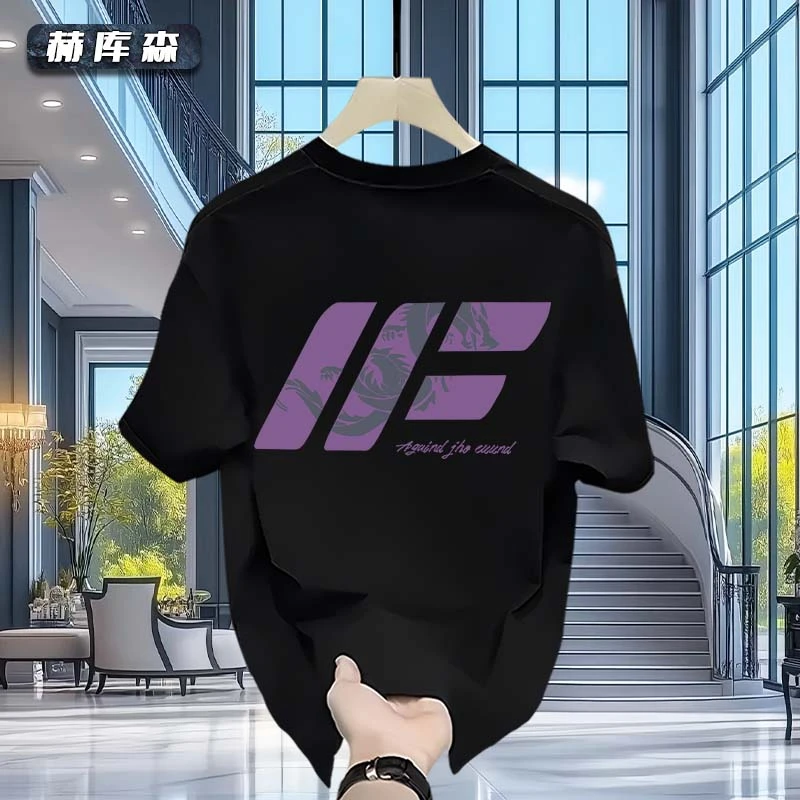 赫库森港风宽松百搭纯棉短袖男士复古设计感圆领百搭半袖上衣T恤