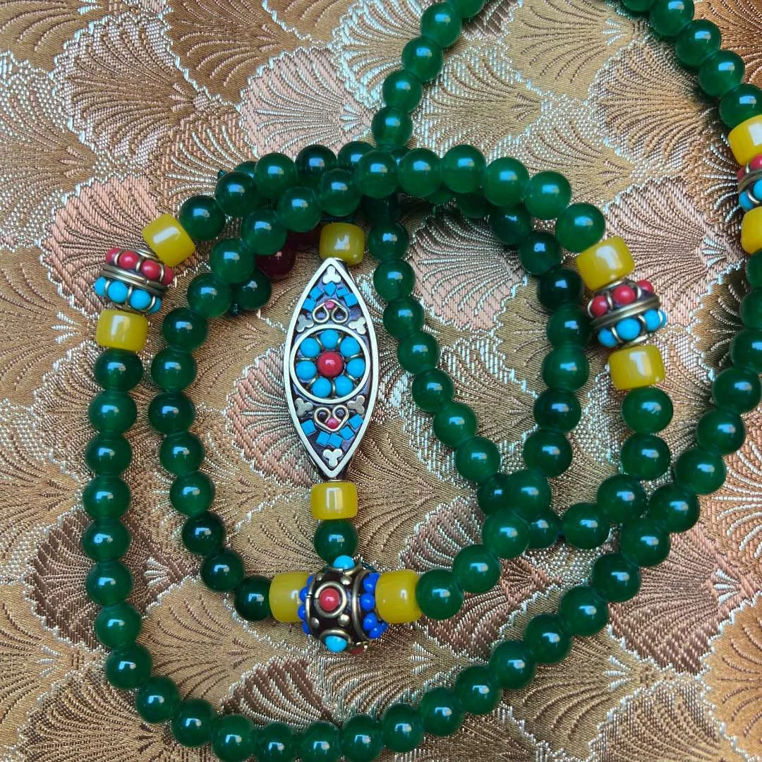 非金属项链 【 炎轩文趣斋】绿色长串毛衣链