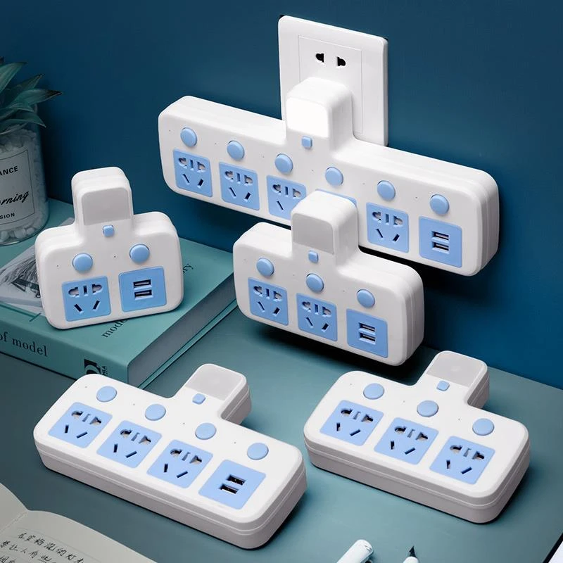 公正适用虹廷家用插座转换器插头一转多功能插排多插位排插面板