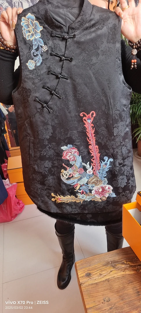 民族风马夹服装刺绣中国风复古100g以下（不含）立领套装中式