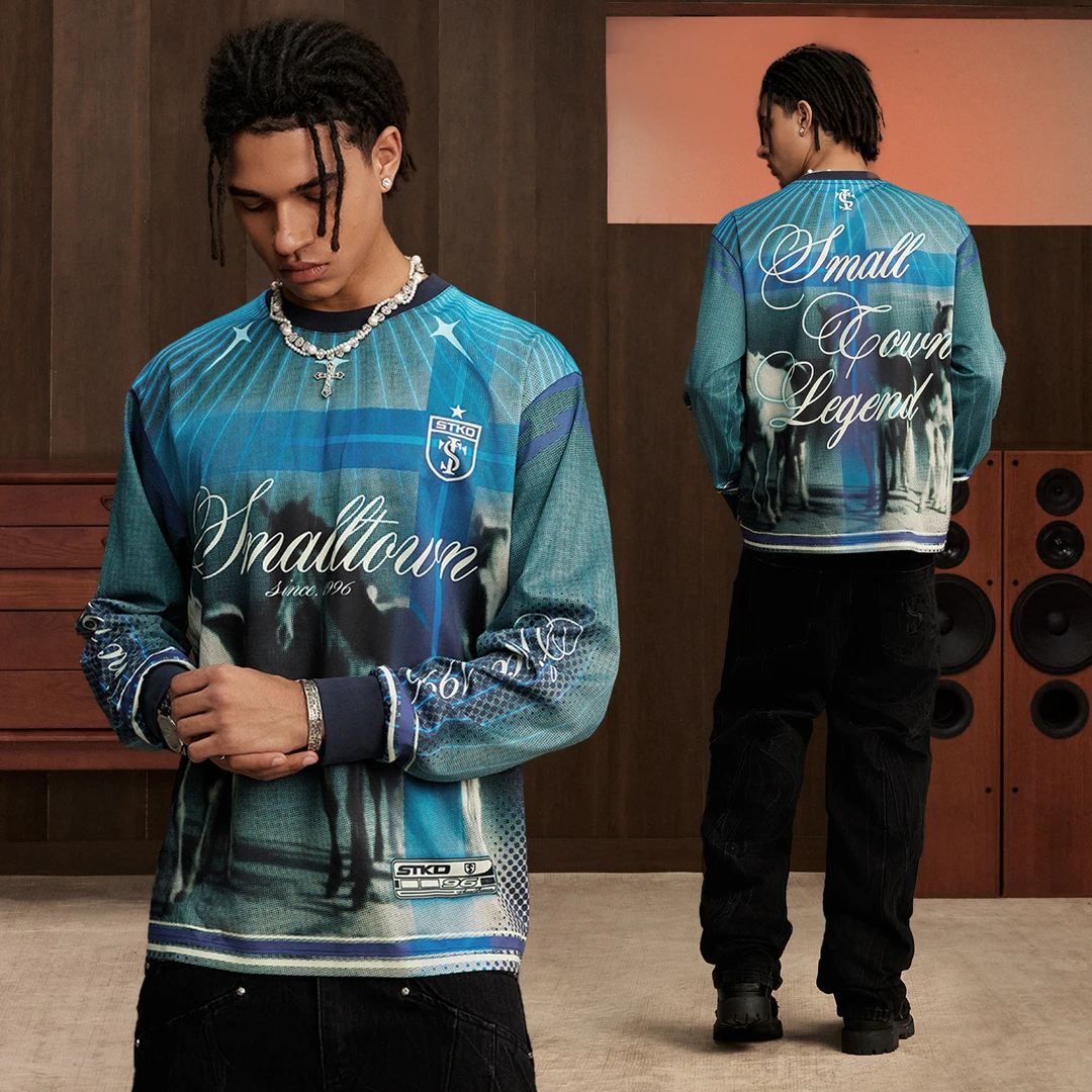 SmallTownKid以梦为马长袖T恤满印潮流男女宽松秋装TEE