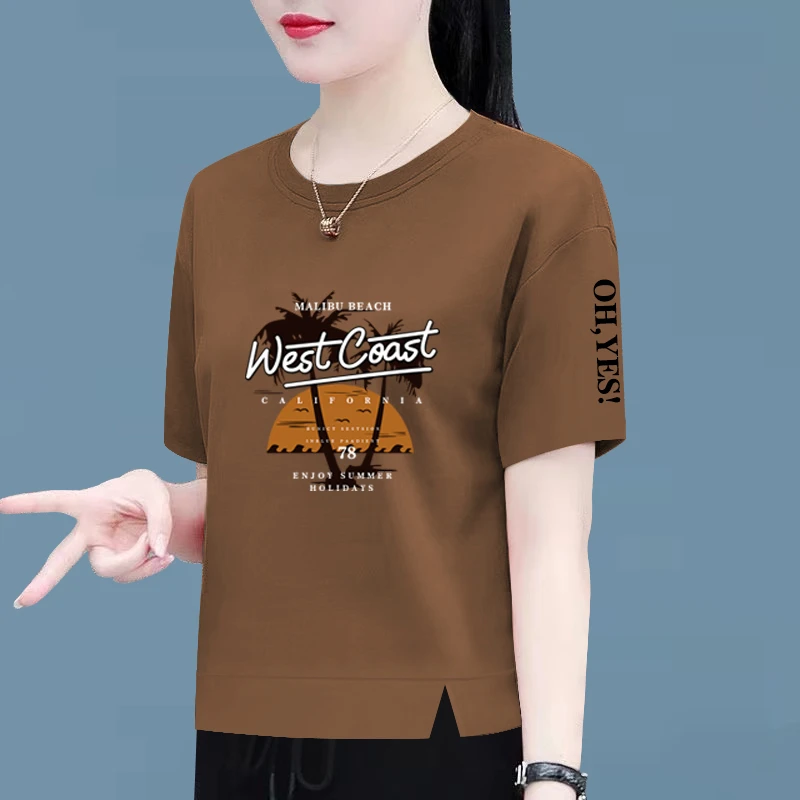 纯棉短袖t恤女夏季新款时尚百搭宽松显瘦大码女装遮肚上衣体恤衫