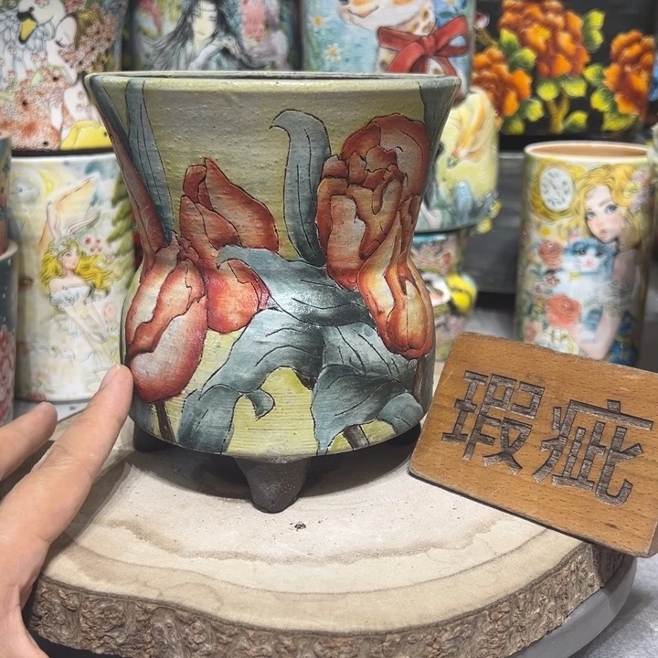 景德镇红陶精品手绘陶瓷