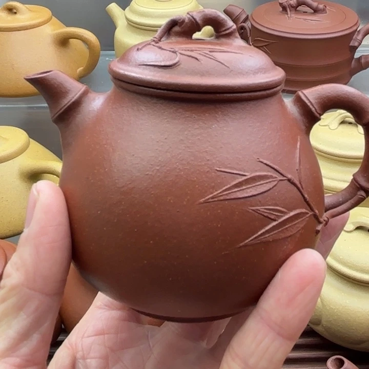 平***顺茶壶紫砂红降坡竹节高潘容量 210