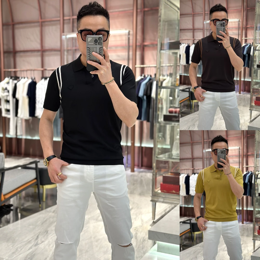 【发现者】2025夏季男士休闲针织轻奢短袖POLO衫百搭透气舒适0026