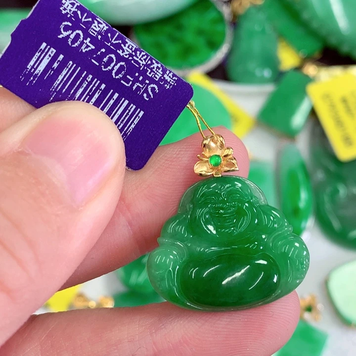 翡翠18K金镶嵌吊坠(不含链)