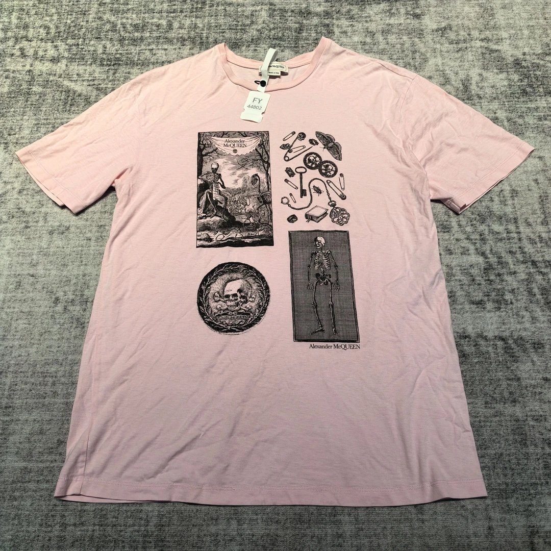 99新 Alexander McQueen/亚历山大·麦昆 图绘粉色短袖 44802 白菜