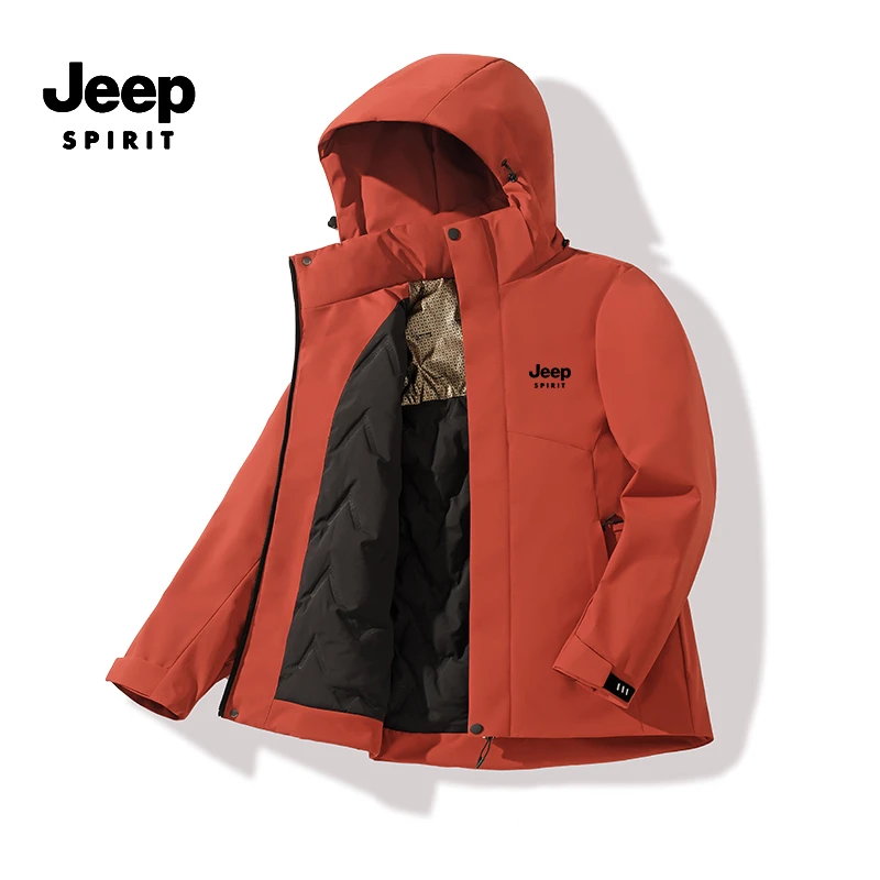 JEEPSPIRIT秋冬新款石墨烯棉衣情侣款保暖加厚户外休闲连帽外套