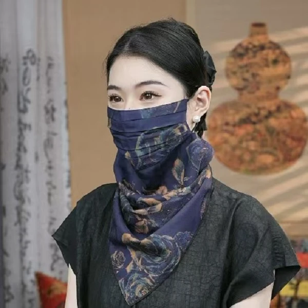 【蓝玫瑰面纱】透气清爽防晒面罩丝巾显白百搭气质经典9月