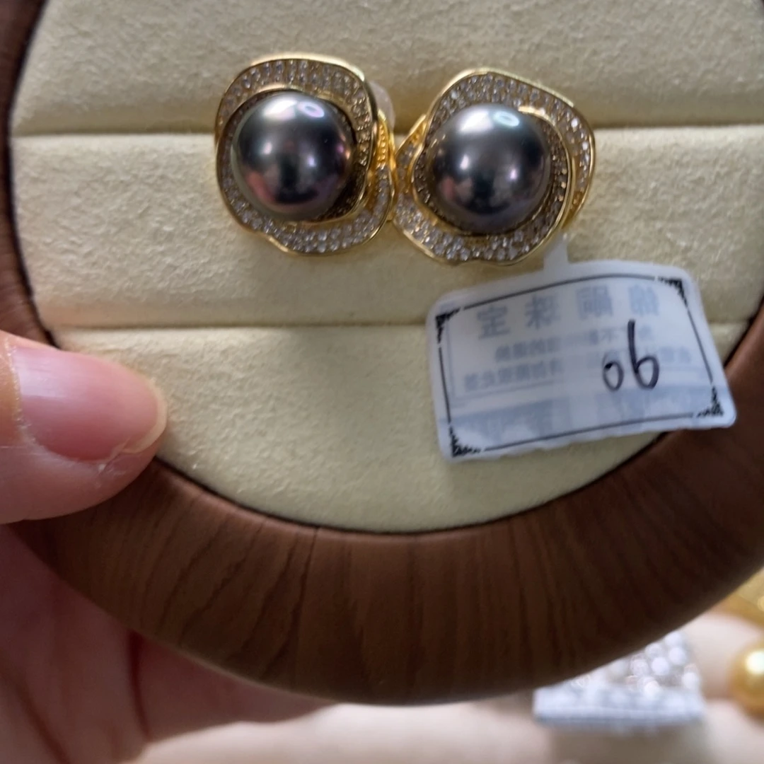 海水珍珠耳饰银S925镶嵌