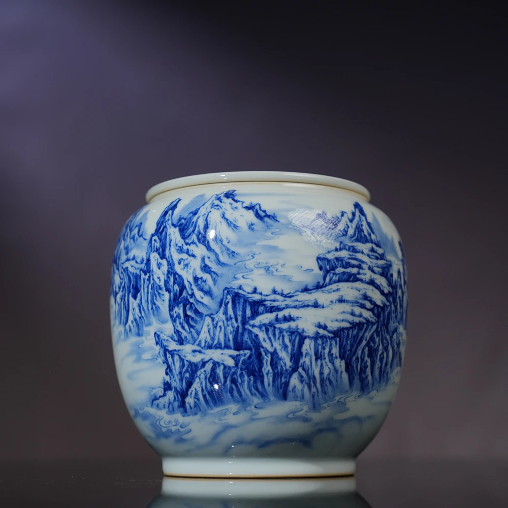 景琳藏山之魂水洗 景德镇全手工手绘陶瓷茶渣缸建水茶道杯洗