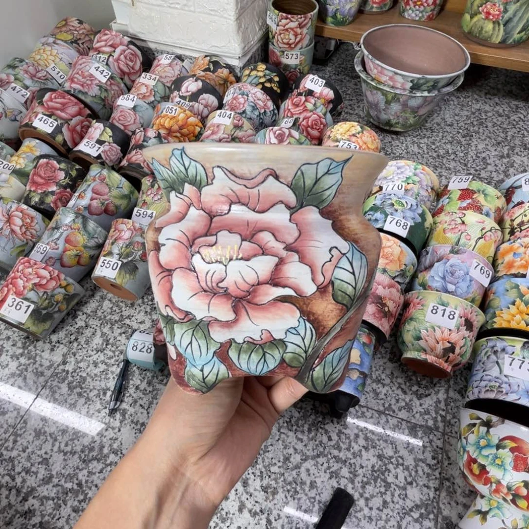 景德镇手绘多肉花盆828