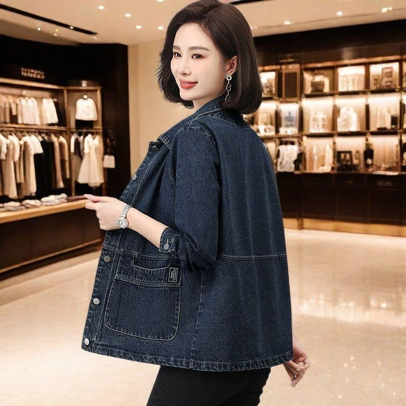 牛仔外套女宽松春秋时尚洋气牛仔外套女款网红牛仔外套