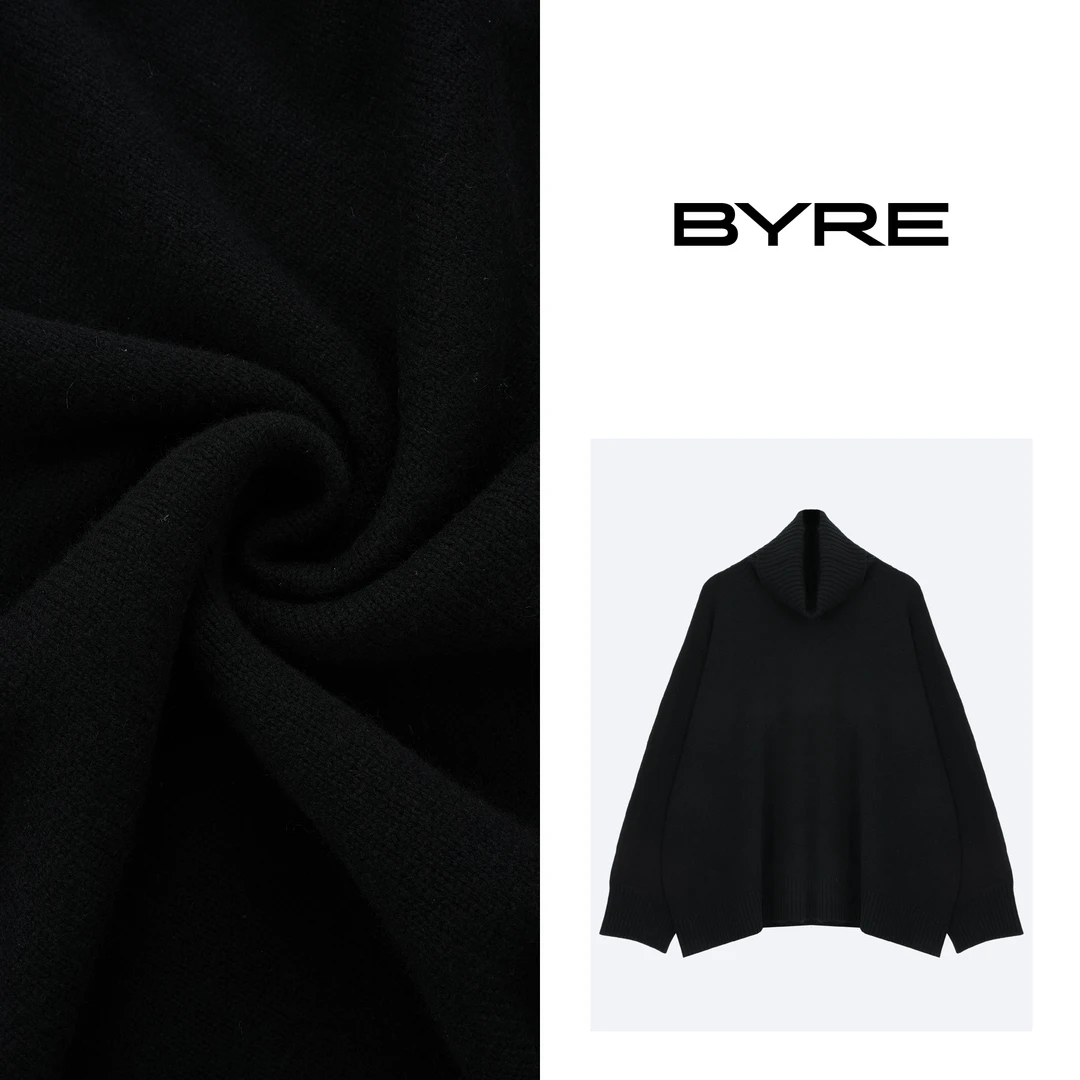 BY855 黑色高领羊毛衫【干洗】
