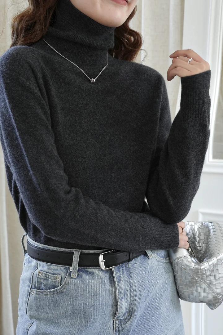 2025冬季新款加厚羊绒百搭保暖女士长袖保暖羊绒衫堆堆领8311