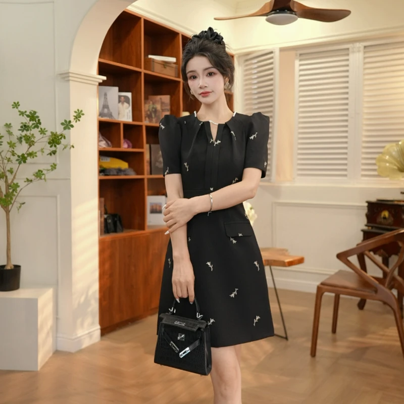 【JANE·简】夏季女设计感法式修身收腰显瘦气质名媛连衣裙65145