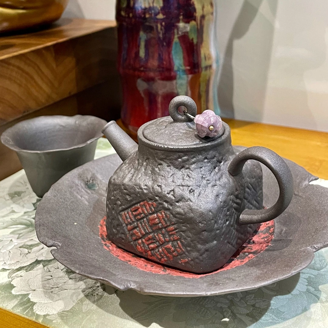 【侘寂风系列】粗陶泥原始风茶壶套装-1
