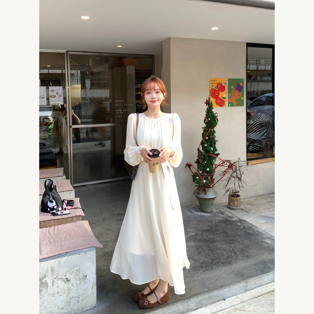 【福利清仓NO退NO换】小个子长裙女气质显瘦洋气长袖连衣裙