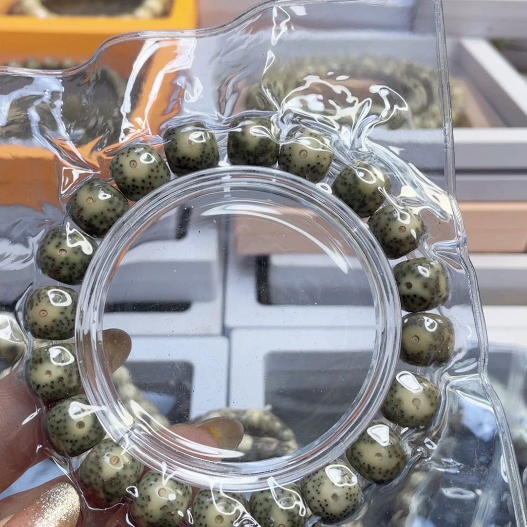 星月菩提手串石玉料绿幽灵手串尺寸10