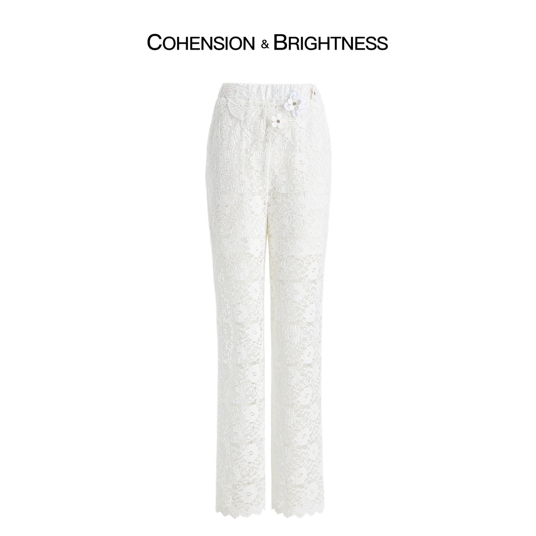 凝慧真的好【迷蝶春尘】蕾丝休闲镂空高腰显瘦休闲裤 KP011