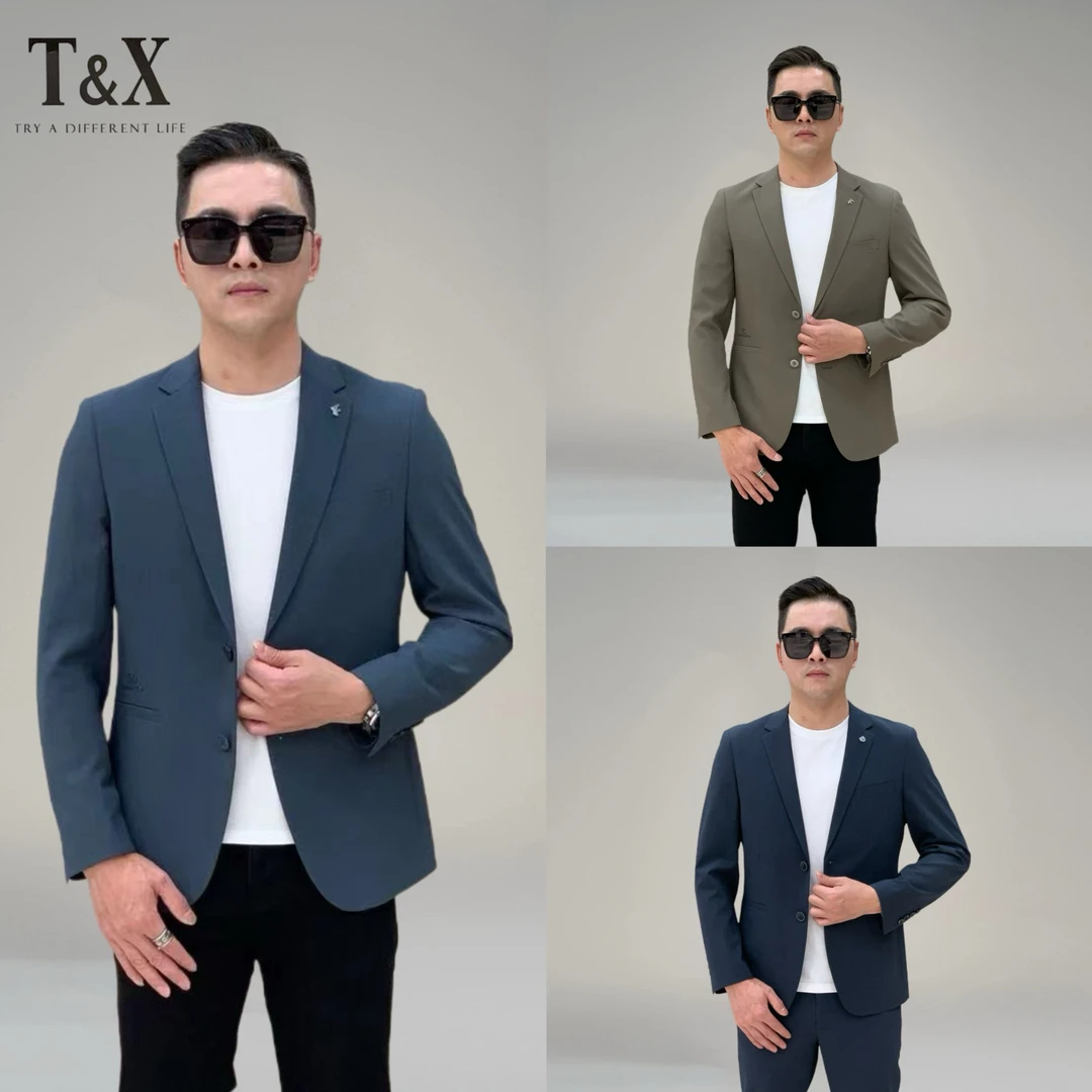 T&X/梯形男士2025春季纯色斜纹抗皱免熨三色休闲西装西服百搭外套