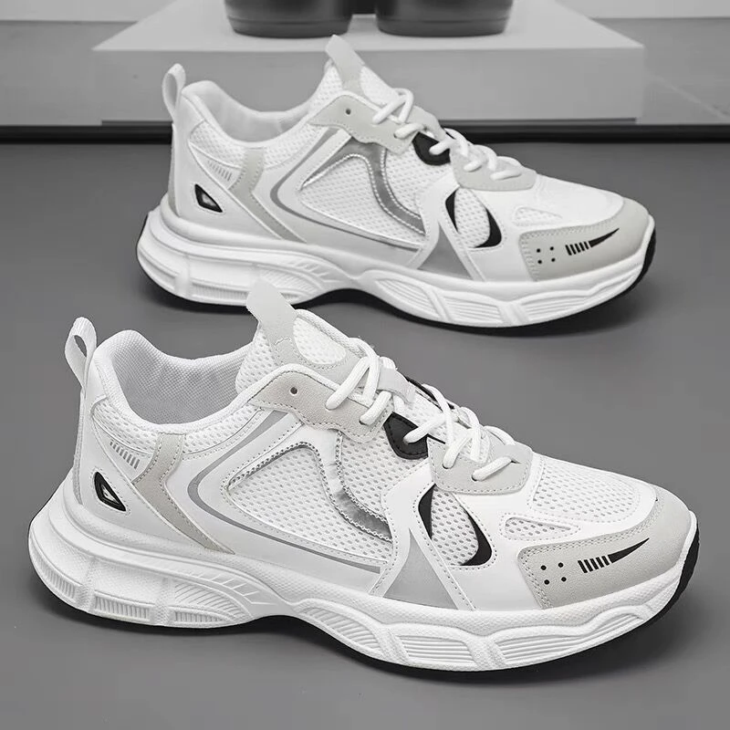 春季男鞋新款透气网面鞋子男款潮流百搭厚底运动鞋时尚休闲老爹鞋