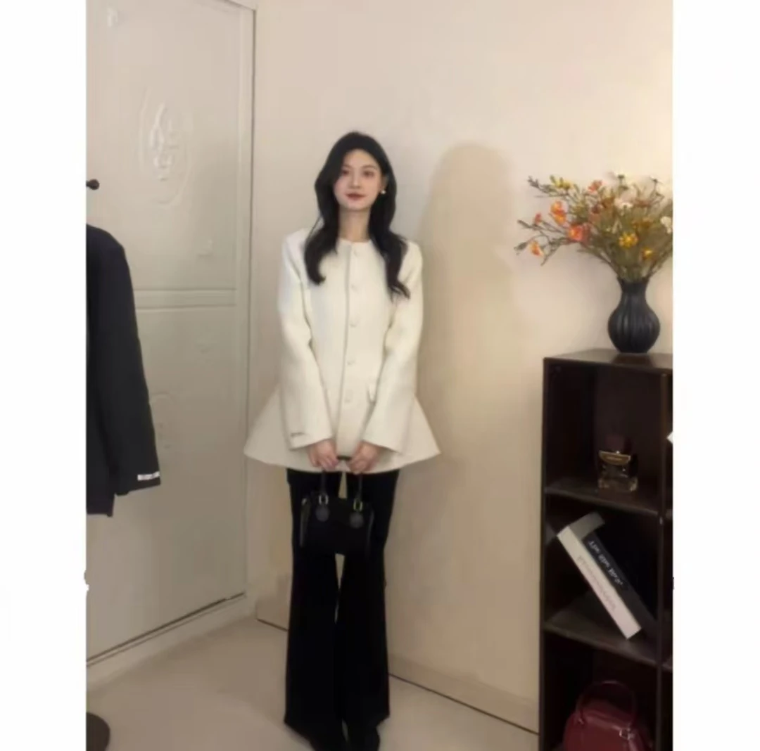 【法式小妖】25年秋冬气质小香风收腰沙漏小蛮腰款双面羊毛大衣外套