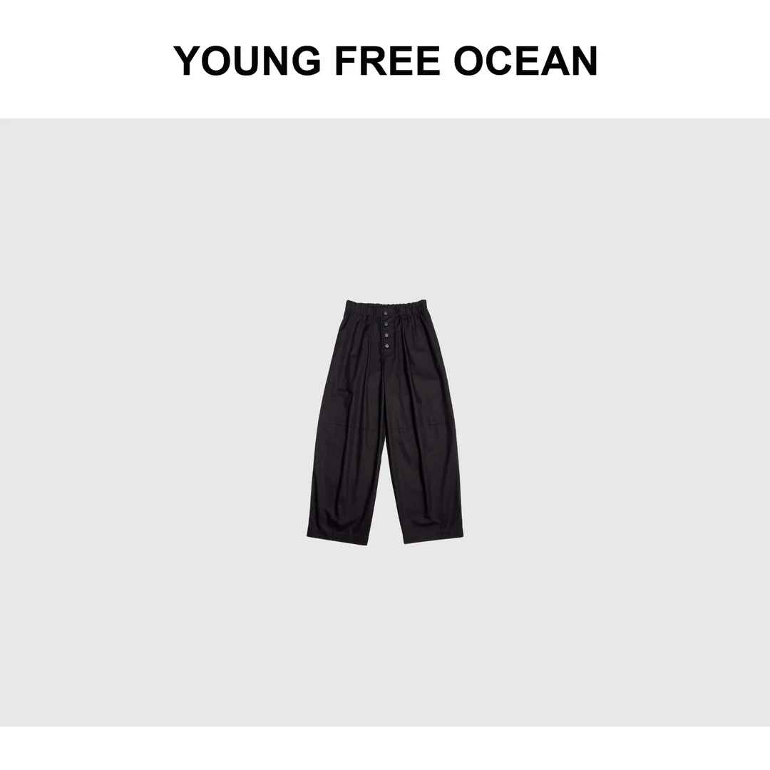 YOUNG FREE OCEAN2025春款 四颗扣松紧腰微弯刀休闲裤8315