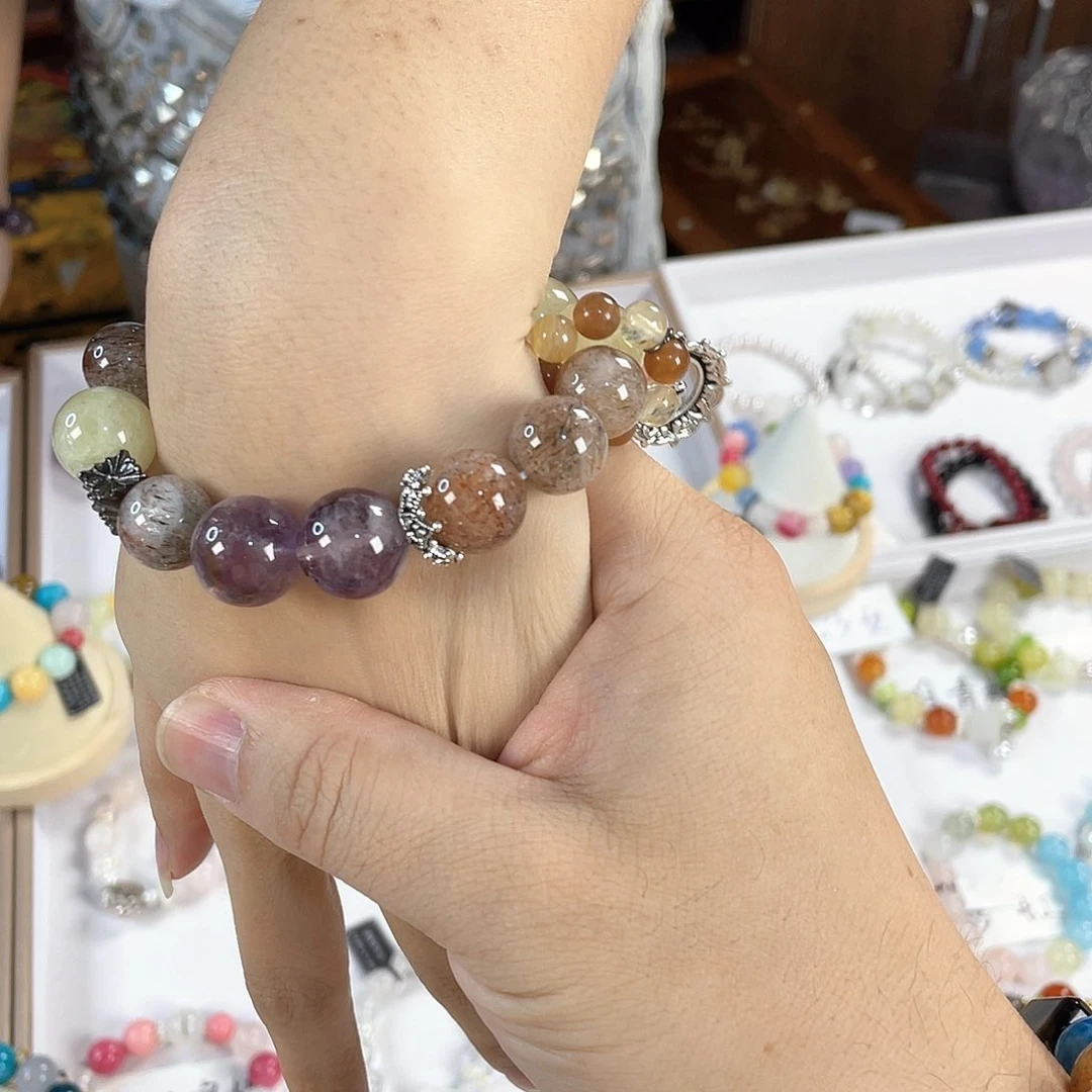 水晶手链银S925镀金镶嵌