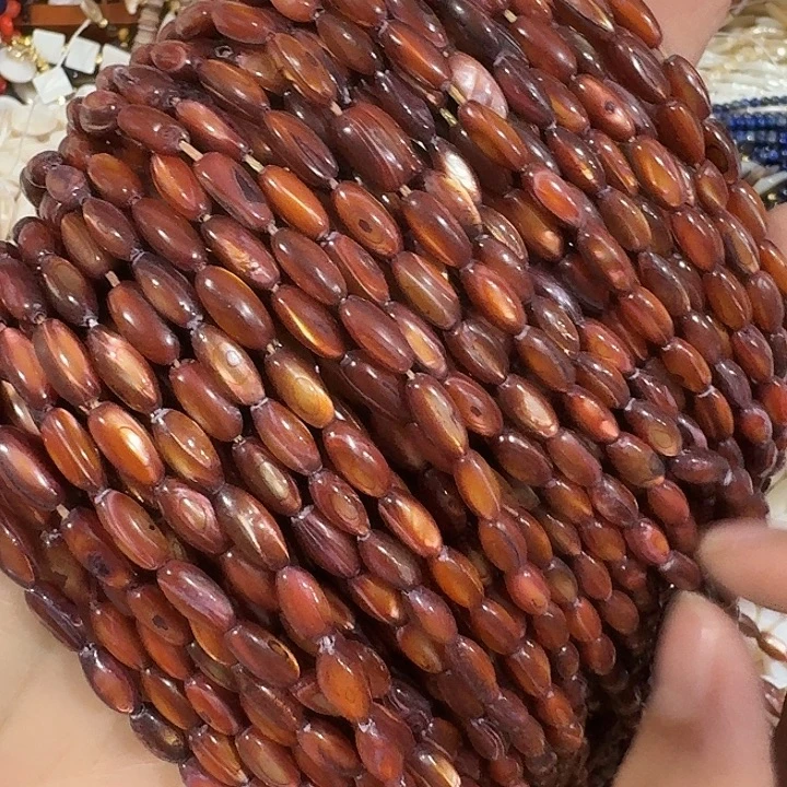 玛瑙/玉髓合金珠宝半成品3条金棕色米珠