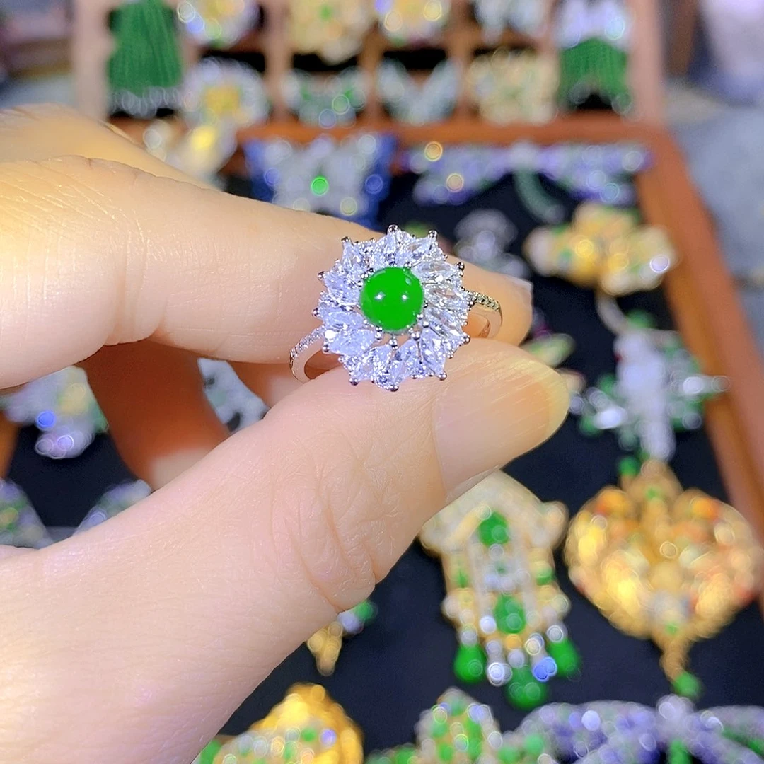 吊坠(不含链)银S925镶嵌翡翠