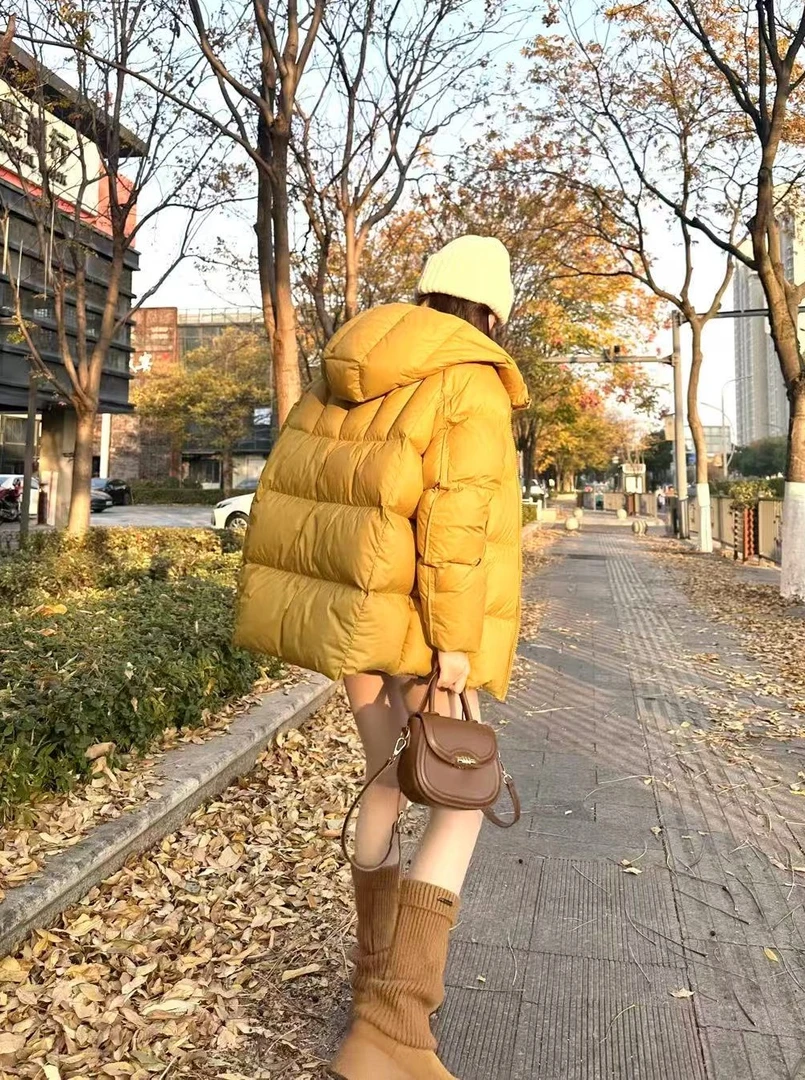 2025冬季95白鸭绒新款加厚中长款龟背泡芙连帽女羽绒服7