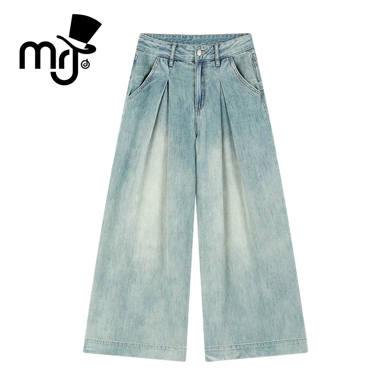 MRJ周杰伦原创品牌 轻潮水洗宽松舒适潮流百搭休闲裤阔腿牛仔裤女