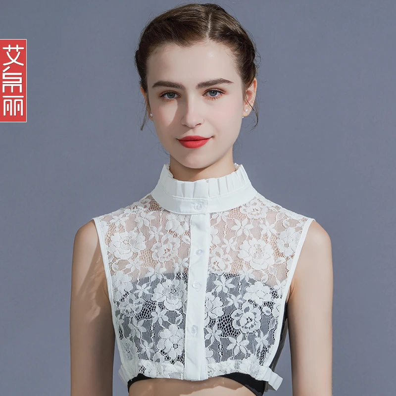 蕾丝木耳边白色棉假领子女秋冬内搭打底假衬衫领百搭西装假衣领