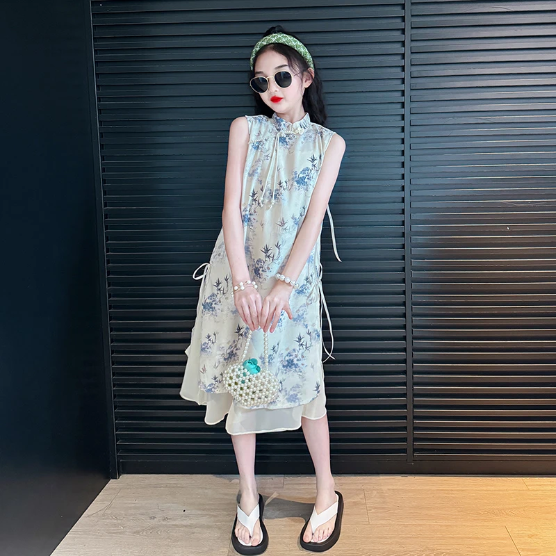 夏天衣服女童2025新款夏装女孩网红时尚裙子儿童夏季新中式连衣裙