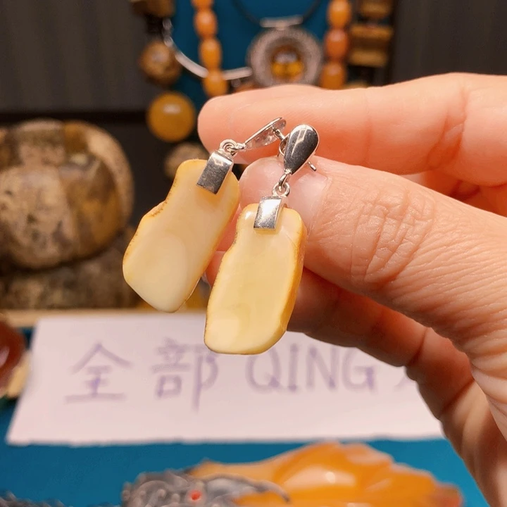 琥珀未镶嵌耳饰波兰设计款琥珀蜜蜡