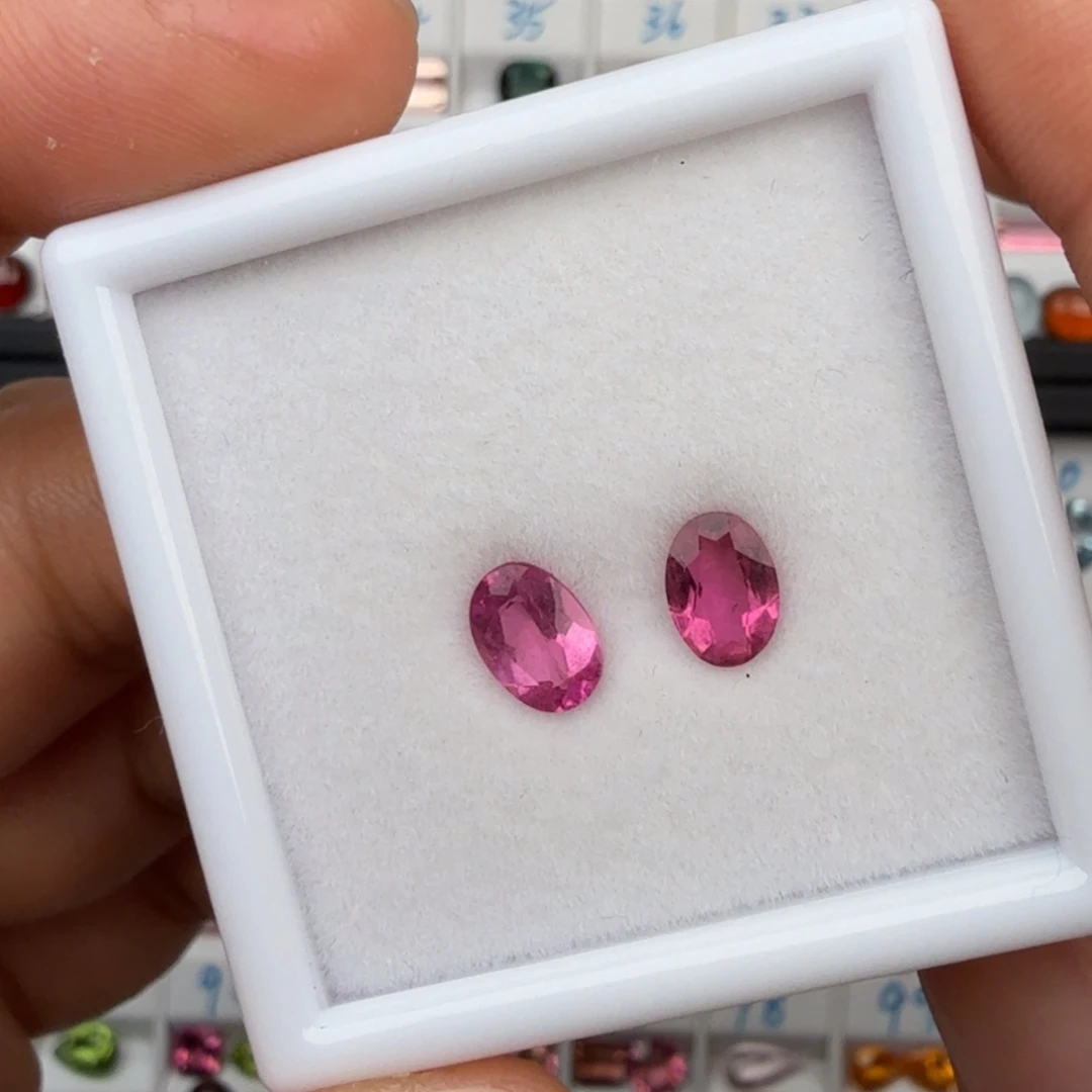 珠宝半成品碧玺未镶嵌天然5*7mm一对