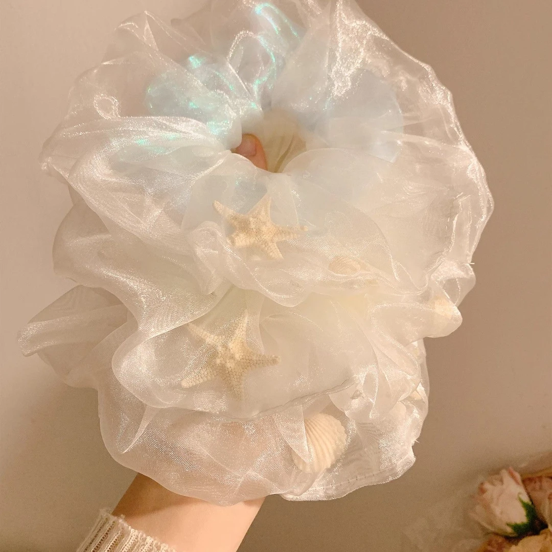 梦幻泡泡~人鱼姬网纱海星大肠发圈女高级感慵懒风头饰超大号发绳