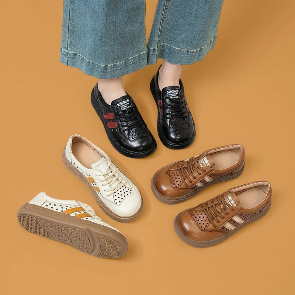 洞洞鞋厚底休闲鞋透气头层牛皮休闲百搭平底软面596128德训女真皮