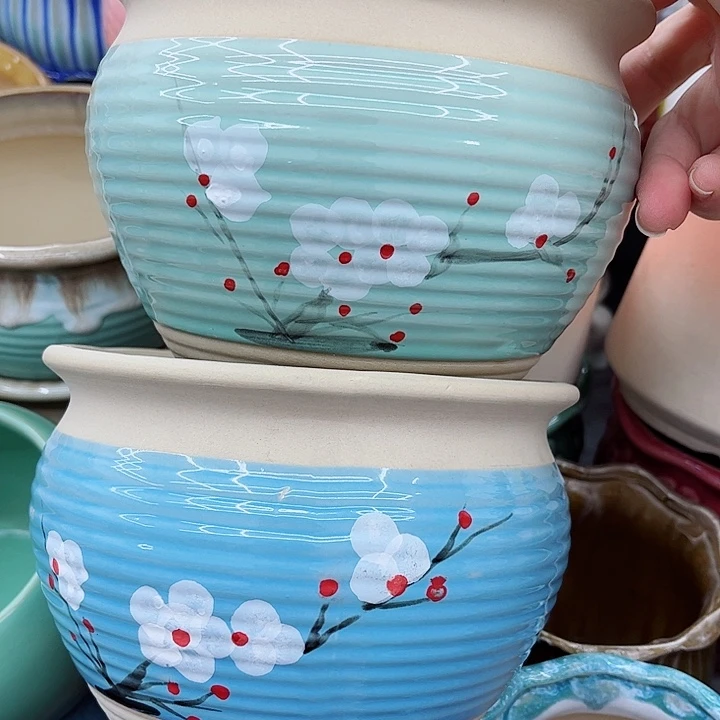 多肉绿植陶瓷花盆9.9包邮，有孔