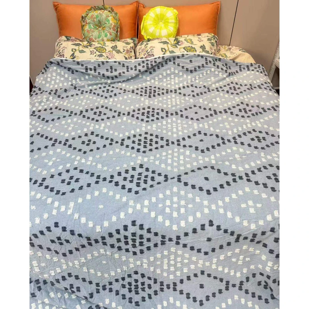 出口尾单剪标款立体刺绣汉麻被套微瑕高货〔介意勿拍，谢谢〕