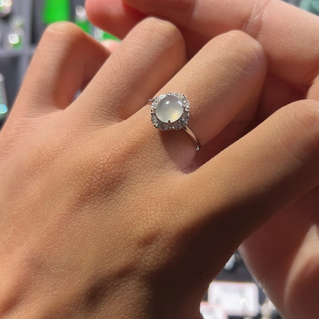 翡翠银S925镶嵌戒指戒指