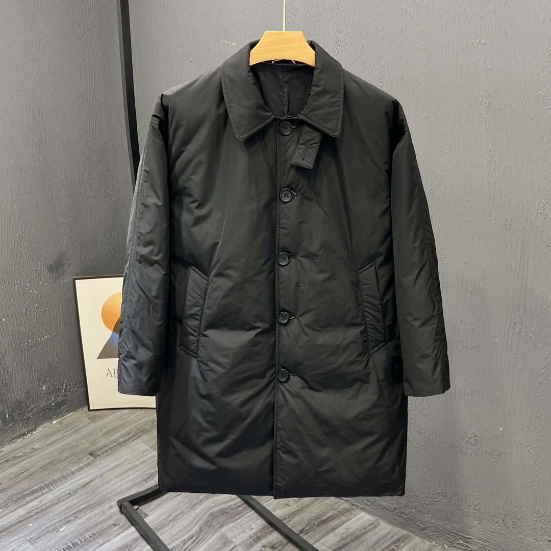 【BHAK・香港奢品高定】2025新款冬季中长款风衣羽绒服男士翻领外