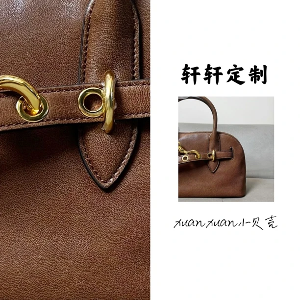 轩轩定制【小M-原厂皮贝壳包】植鞣羊皮复古手提斜挎包