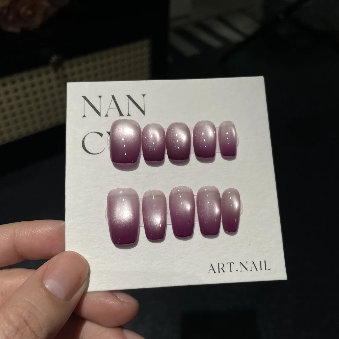 【九紫离火】手工穿戴甲-喷绘紫色渐变转运高级美甲贴片