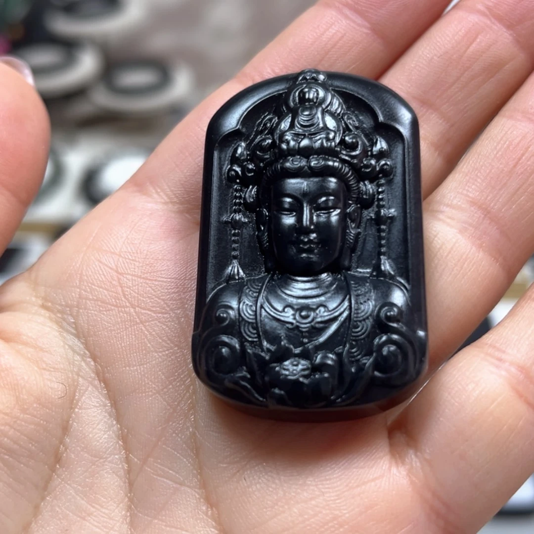 【闪购商品】和田玉（墨玉）度母观音未镶嵌蝈*