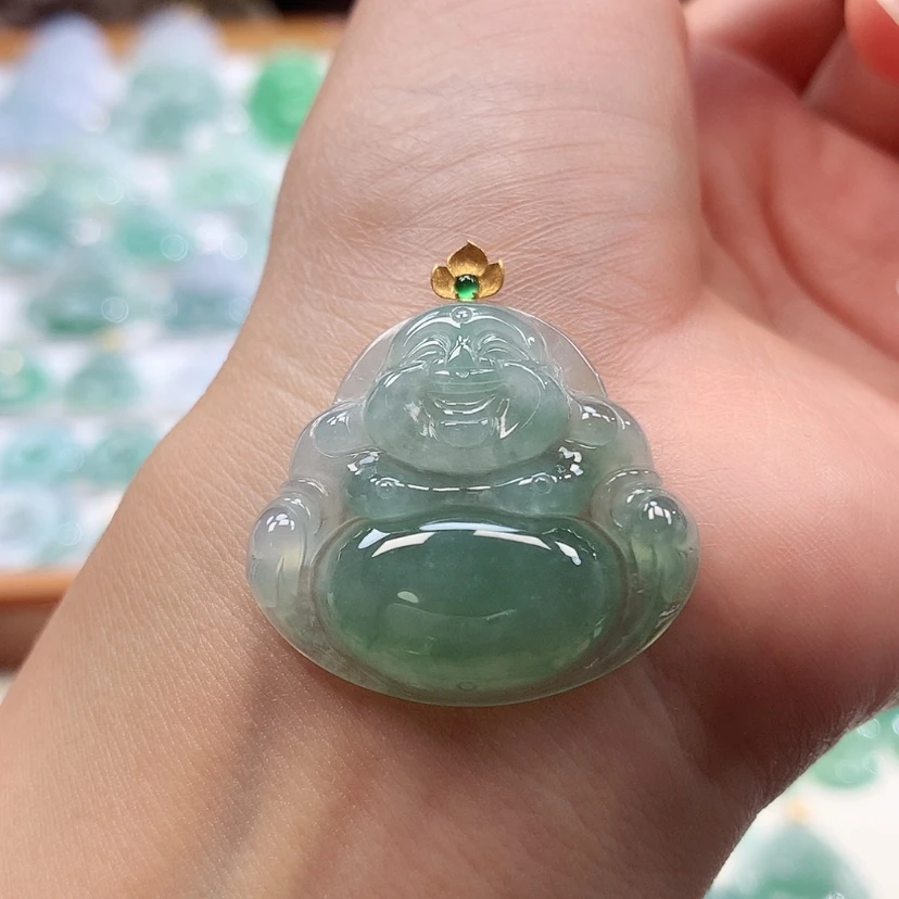 【闪购商品】翡翠18K金镶嵌吊坠(赠链)