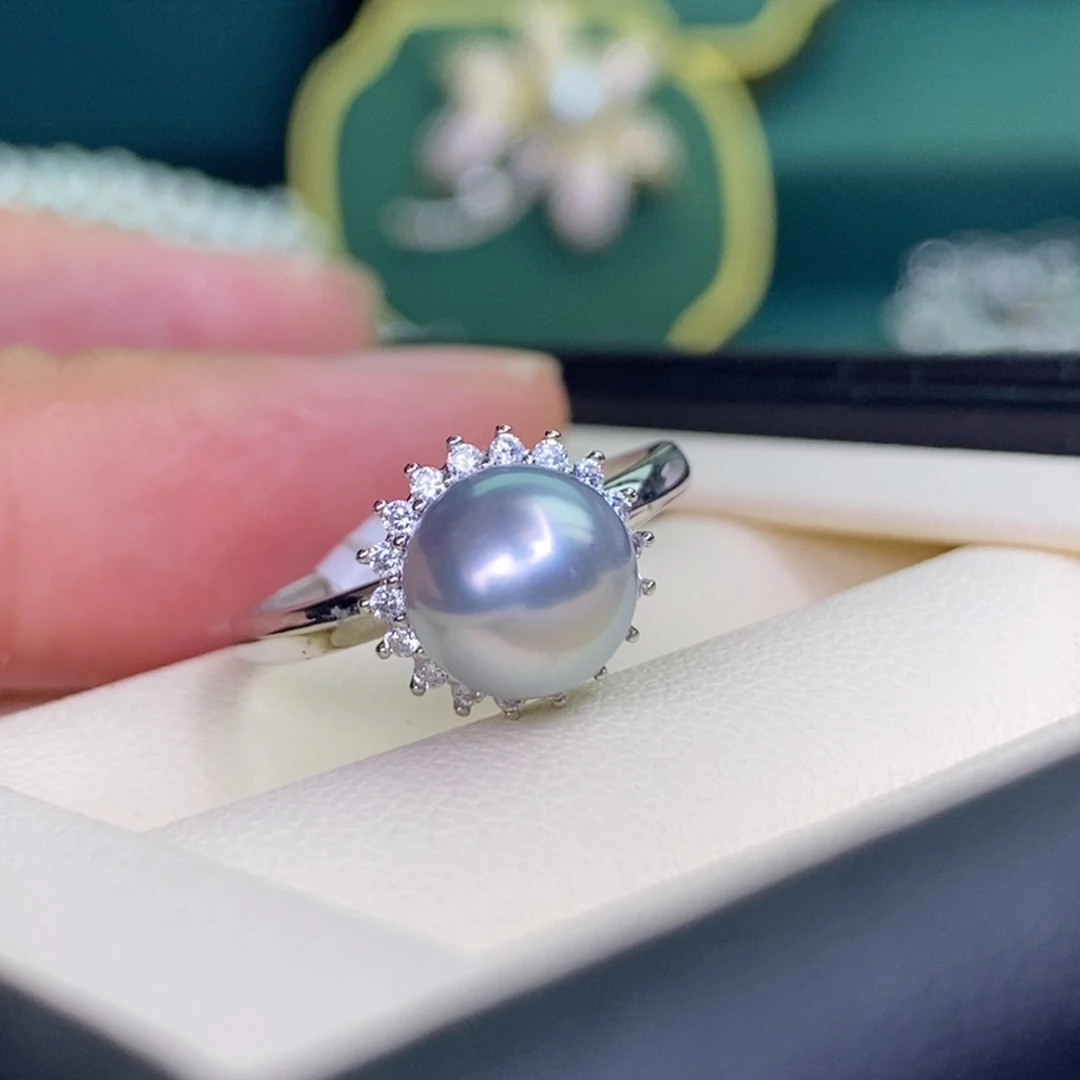 银S925镶嵌戒指海水珍珠